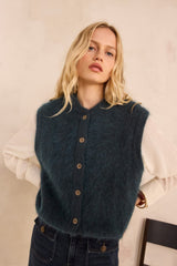 LOULOU MOHAIR BLEND SLEEVELESS CARDIGAN