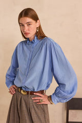 MONA STRIPED LONG-SLEEVE BLOUSE