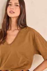 TED BROWN 3/4 SLEEVE COTTON T-SHIRT