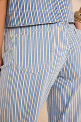 ROSIE STRIPED CROPPED MIXED COTTON JEANS
