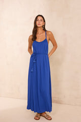 PIA ROYAL BLUE FLOWY STRAP DRESS