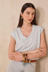 DELYA LIGHT BLUE COTTON T-SHIRT