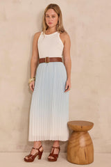 ODESSA SKY BLUE PLEATED MIDI SKIRT