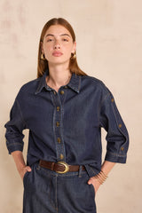 MILO 3/4 SLEEVE DENIM BLOUSE