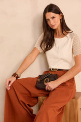 TRACY EMBROIDERED SHORT-SLEEVE COTTON T-SHIRT