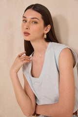 DELYA LIGHT BLUE COTTON T-SHIRT