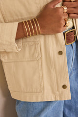 CLEAR CREAM COTTON SAFARI JACKET