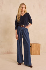 BARY NAVY V-NECK CASHMERE SWEATER
