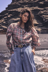 MANON CHECKERED COTTON BLOUSE