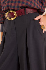 LUCE HIGH-WAISTED NAVY PALAZZO TROUSERS