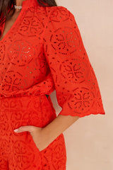 DELYLIA GERANIUM EMBROIDERED COTTON BLOUSE