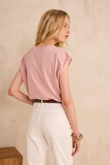 TIMEO PINK SHORT-SLEEVE COTTON T-SHIRT