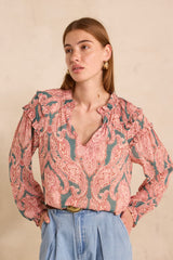 MALOE PRINTED LONG SLEEVE BLOUSE