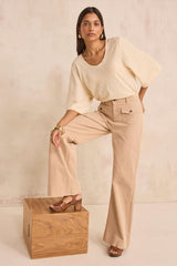 TIAGO BEIGE WIDE TROUSERS