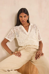 LOU SHORT SLEEVE LACE T-SHIRT