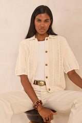 ADELE CREAM SHORT SLEEVE CARDIGAN