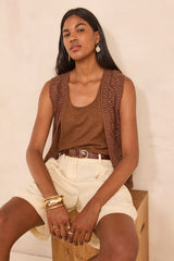 ANGELE SLEEVELESS COTTON CROCHET VEST