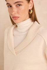 AUGUSTE ECRU SAILOR COLLAR WOOL SWEATER
