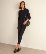 FLYNN NAVY FLUID CARROT TROUSERS