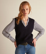 PACOME NAVY V-NECK SLEEVELESS JUMPER