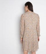 NATHY ECRU PRINTED SHORT DRESS