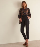 BARBARA NAVY STRAIGHT-LEG PAPERBAG JEANS