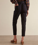BARBARA NAVY STRAIGHT-LEG PAPERBAG JEANS