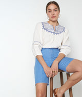 CHIARA RAW EDGING COTTON BERMUDA SHORTS