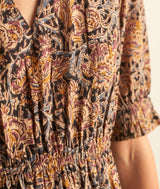 HIVY OCHRE SHORT PRINTED COTTON DRESS