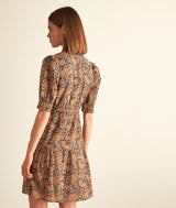 HIVY OCHRE SHORT PRINTED COTTON DRESS