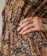 HELENORA OCHRE AND BLACK MAXI DRESS