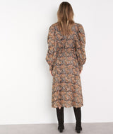 HELENORA OCHRE AND BLACK MAXI DRESS