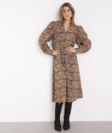 HELENORA OCHRE AND BLACK MAXI DRESS