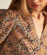 CAROLINE OCHRE FLORAL COTTON BLOUSE