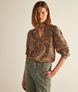 CAROLINE OCHRE FLORAL COTTON BLOUSE