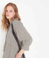 HEMA BEIGE AND BLACK GINGHAM MINI DRESS