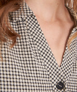 HEMA BEIGE AND BLACK GINGHAM MINI DRESS