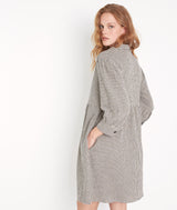 HEMA BEIGE AND BLACK GINGHAM MINI DRESS