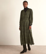 SOUAD KHAKI PRINTED LONG DRESS