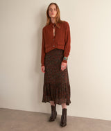 KASSY LONG BROWN PRINTED SKIRT