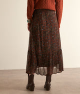 KASSY LONG BROWN PRINTED SKIRT