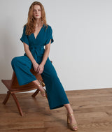GISELA PETROL BLUE FLOWING JUMPSUIT