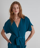 GISELA PETROL BLUE FLOWING JUMPSUIT