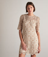 MALIKA CREAM EMBROIDERED SHORT DRESS