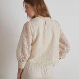 TONIA CREAM SPARKLY LACE TOP