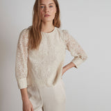 TONIA CREAM SPARKLY LACE TOP