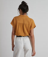 TROPIC SAFFRON COTTON GAUZE BLOUSE