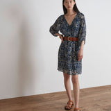 GALICIA SHORT NAVY PRINTED DRESS