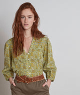 TIBOY GREEN PRINTED BLOUSE