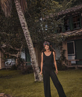 LUCY BLACK OPENWORK COTTON TROUSERS